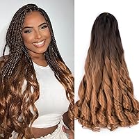Vista 17 de Extensiones de cabello rizado francés, #4 marrón sintético para trenzar, 2.47 onzas/paquete, extensiones de cabello de ganchillo de 24 pulgadas, 8
