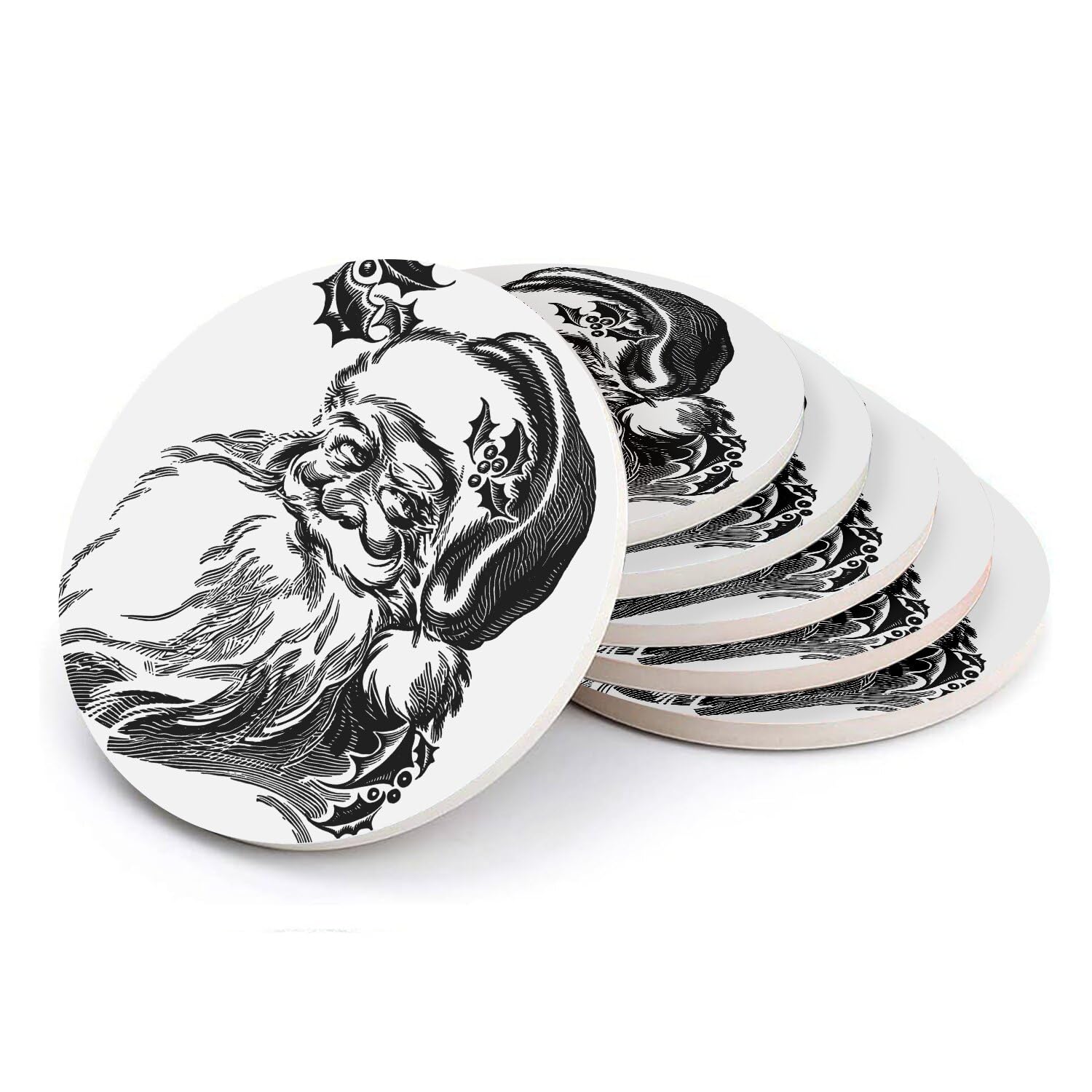 Sous verre céramique Santa Claus au design vintage haut de gamme, lot de 6 dessous de verre