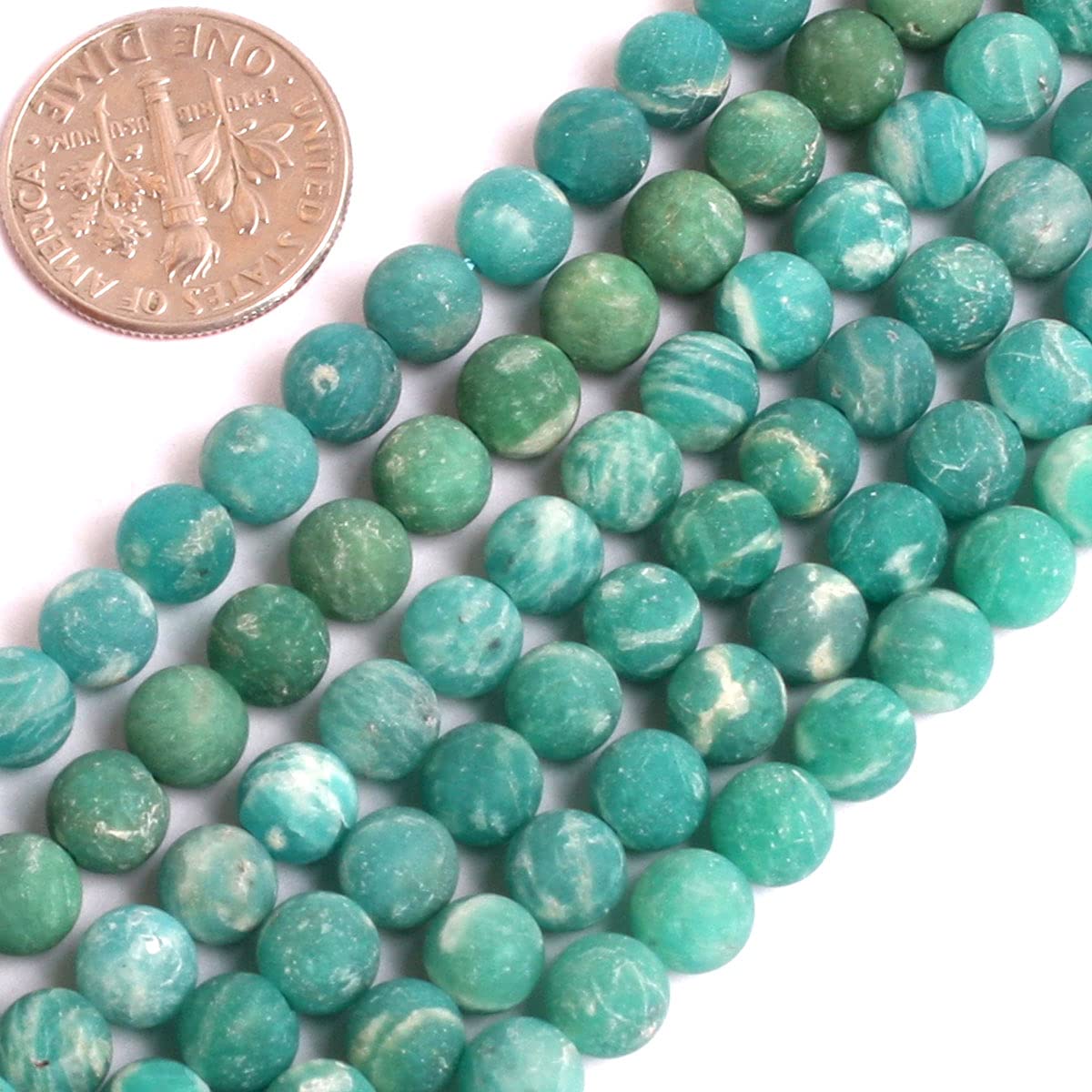 Gem-Inside 6mm Matte Frosted Natural Blue Russian Amazonite Round Gemstone Beads for Jewelry Making Bulk Full 15" Semi Precious Gemstone DIY Handmade Craft Supplies - Image 2