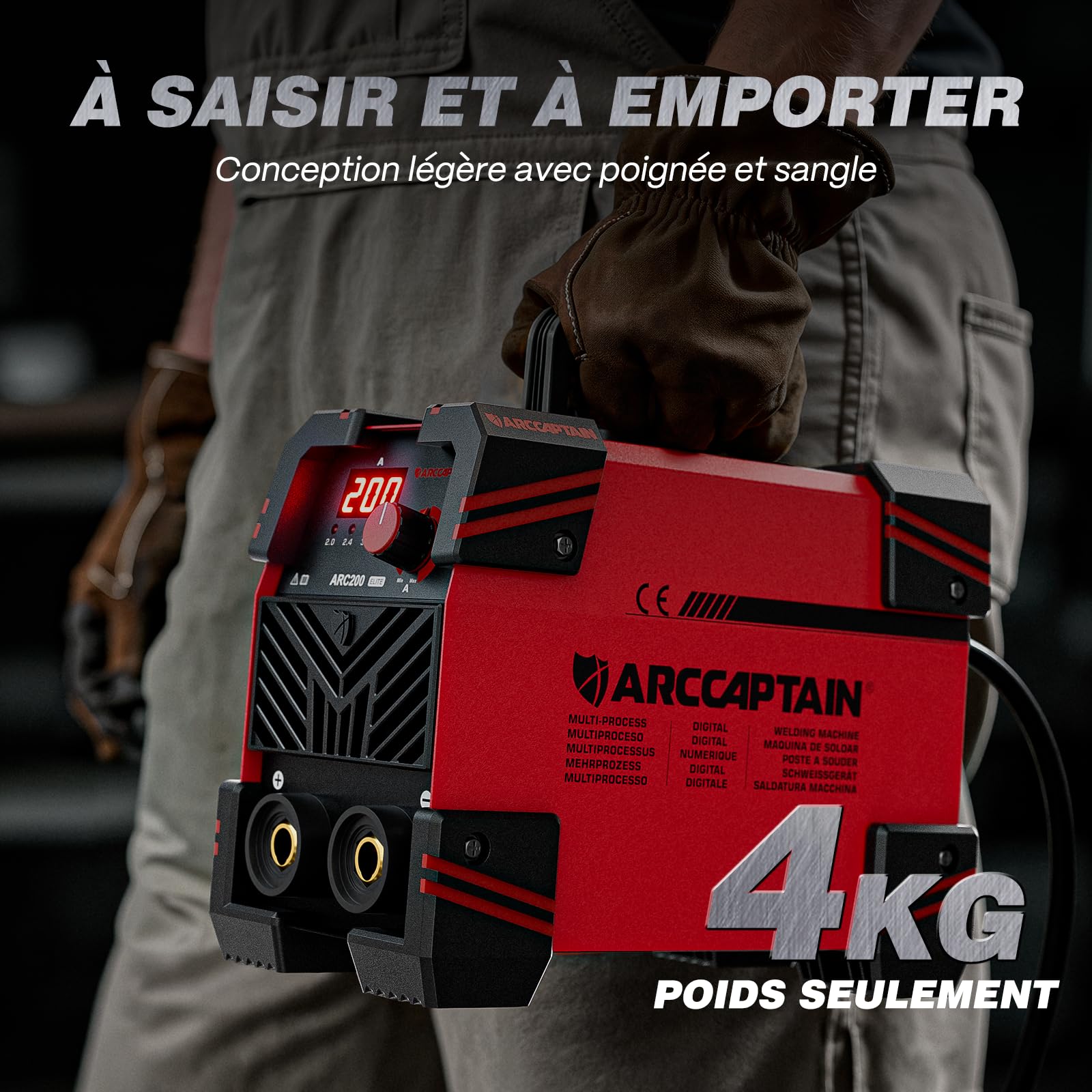 ARCCAPTAIN ARC200 Poste a Souder Poste à Souder Inverter avec Contrôle Synergique, Machine a Souder MMA 230V, IGBT, Hot Start, Arc-Force, Anti-Stick