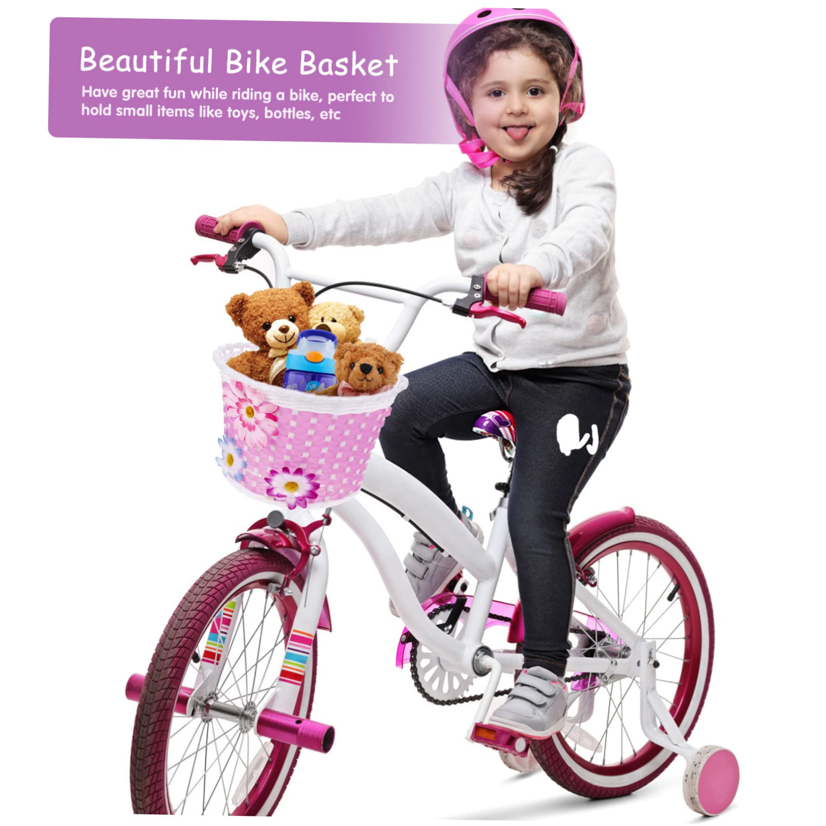 Toddmomy Children's Car Basket Flowers Bicicleta Para Adultos Handmade Bike Storage Basket Basket Scooter Boys Blue Suit Man Front Mens Woven Small Plastic Belt - Image 2