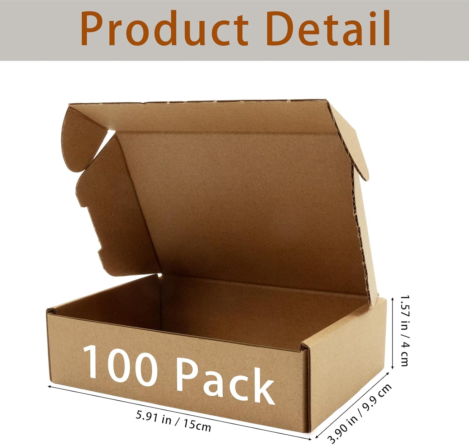 100 pack small shipping boxes, 5.9 x 3.9 x 1.5 inch mailing cardboard boxes corrugated mailer packaging supplies for small business gift present, brown