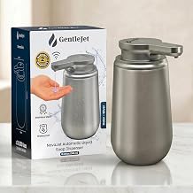 GentleJet NovaJet Automatic Liquid Soap Dispenser Touchless Sensor, USB-C Rechargeable, 304 Stainless Steel, IPX5 Waterproof for Bathroom Kitchen Sink, 10 oz / 300 ml