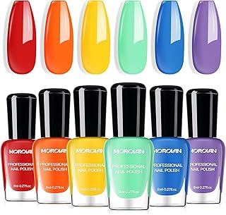 Morovan Bright Nail Polish Set: Neon Rainbow Gloss Active Fingernail Pol...