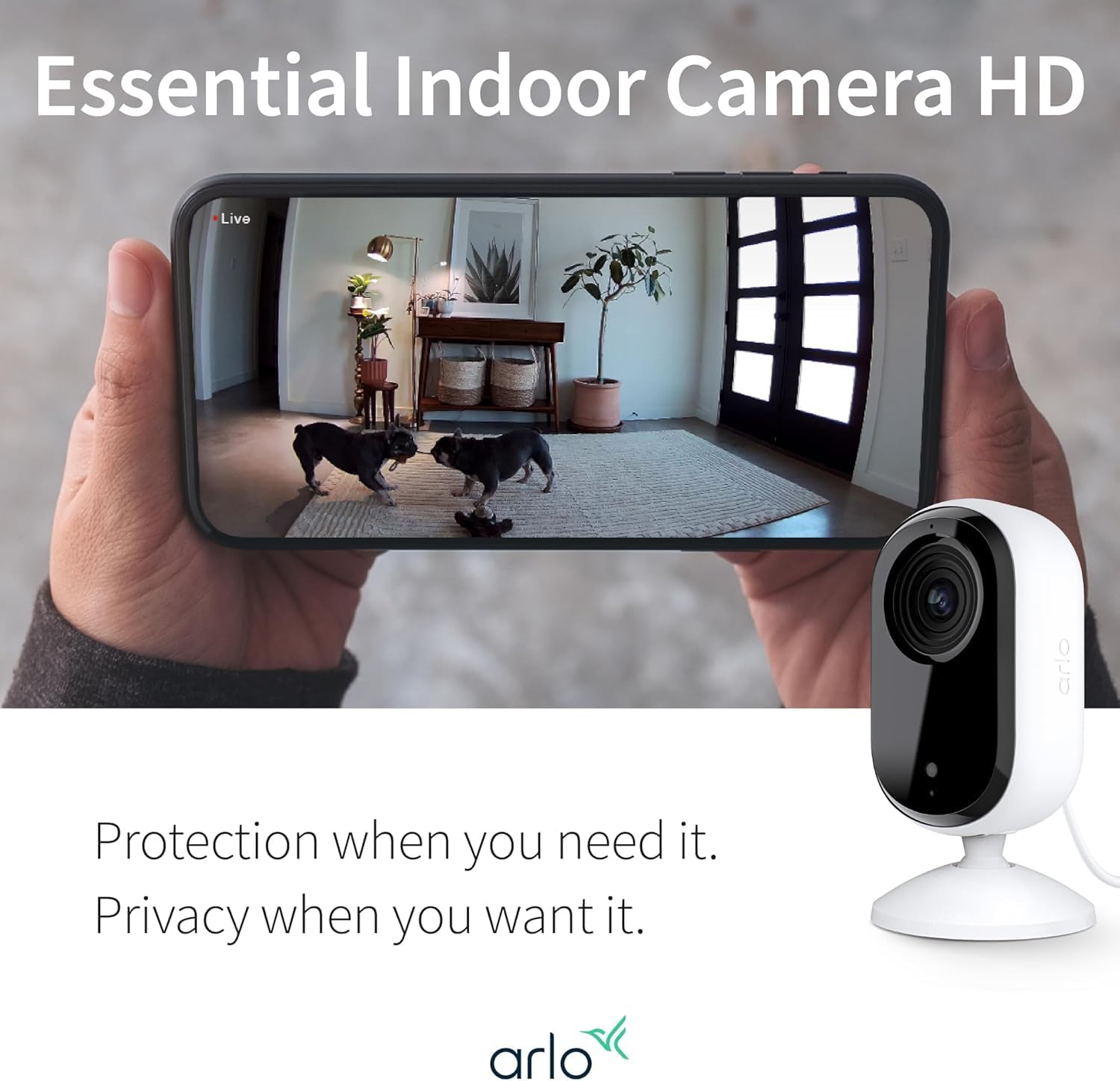 Arlo Essential 2nd Gen Security Camera, Indoor Wired HD Spotlight Cam, 2-Way Audio, Night Vision, Motion Alerts & Notifications, Live Stream, with Automated Privacy Shield, White - Image 3
