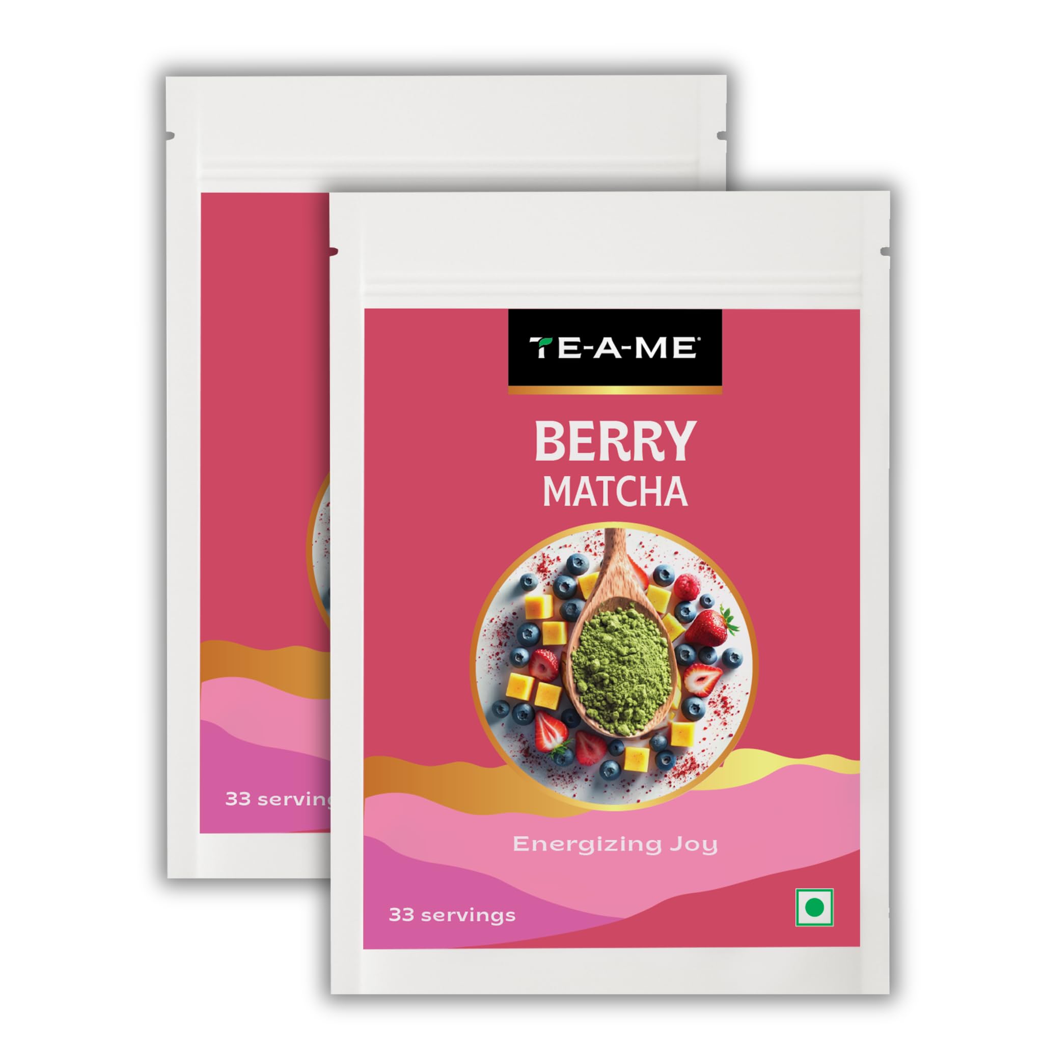 TE-A-ME Berry Matcha Tea Powder, 100g (66 Servings) | Tasty & Delicious | No Artificial Sweeteners | Premium Grade | Matcha Tea Powder | Ceremonial Grade