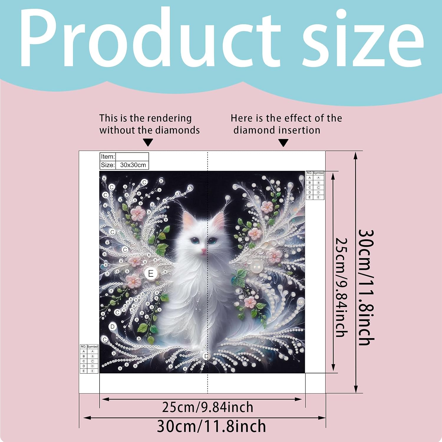 Angel Cat Diamond Art Kits for Adults 5D Diamond Painting with Special Shaped Partial Drill for Home Wall Decor 11.81x11.81in DIY Gem Art Craft for Beginners Stress Relief and Unique Canvas