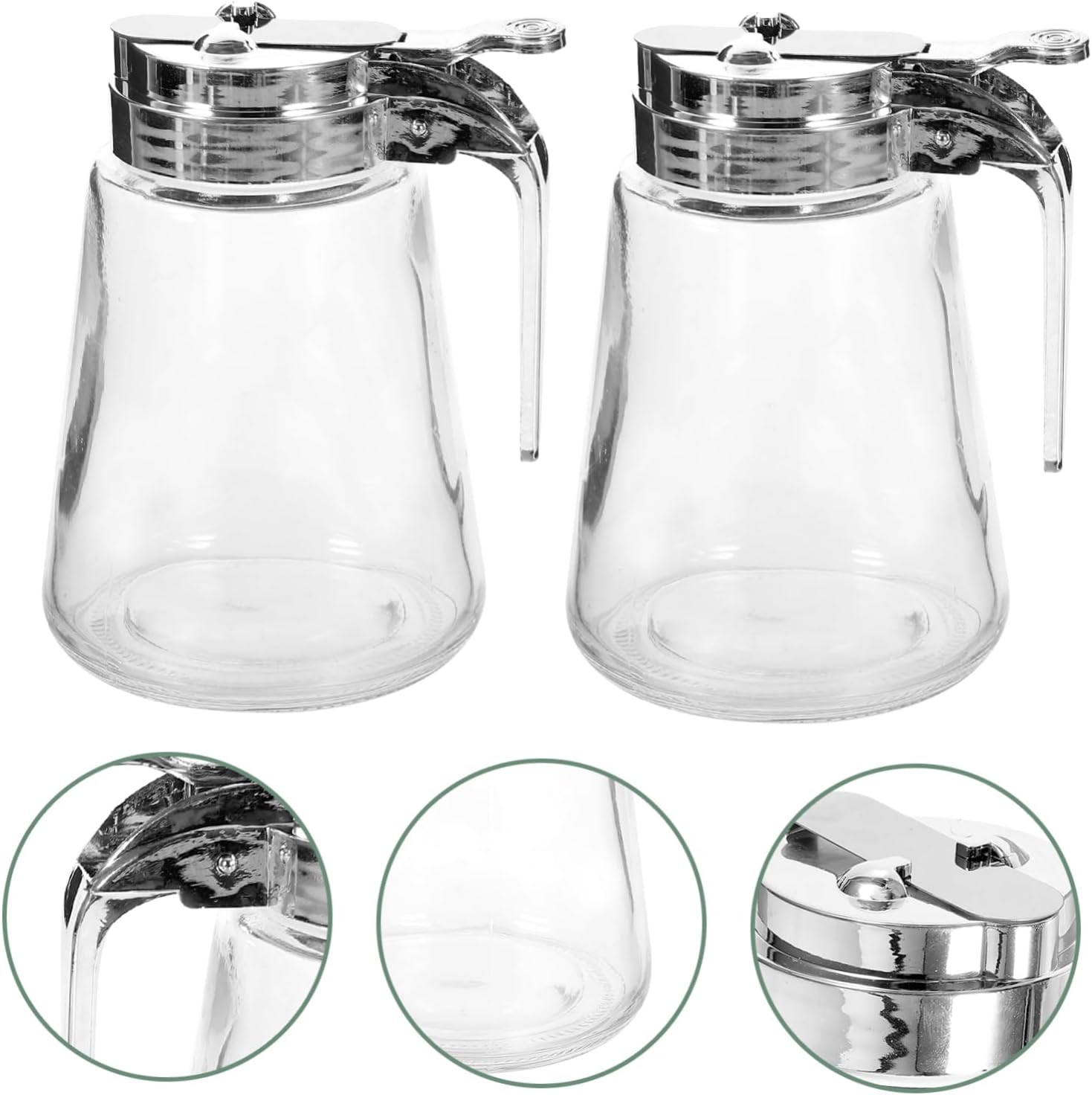 SECFOU Modern Glass Oil Pot Set Ml Sugar Dispenser Leakproof Pump for Coffee Shops and Home