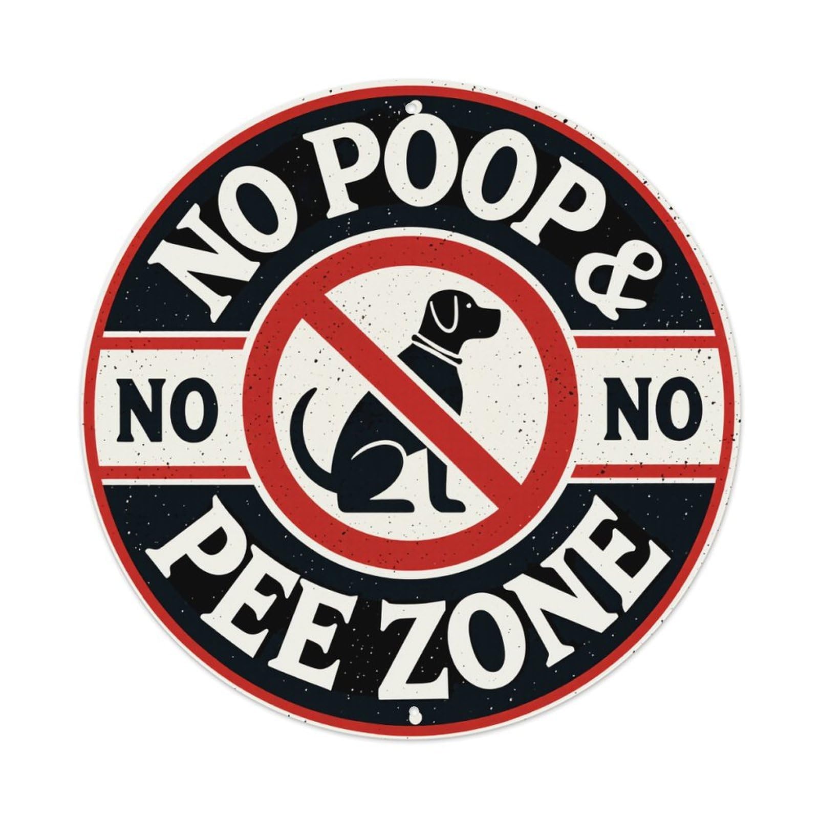 No Poop And No Pee Zone Vintage Round Tin Sign Retro Metal Wall Decor Metal Poster, Home Bar Garage Farmhouse Cafe Wall Art Decoration 8x8Inches