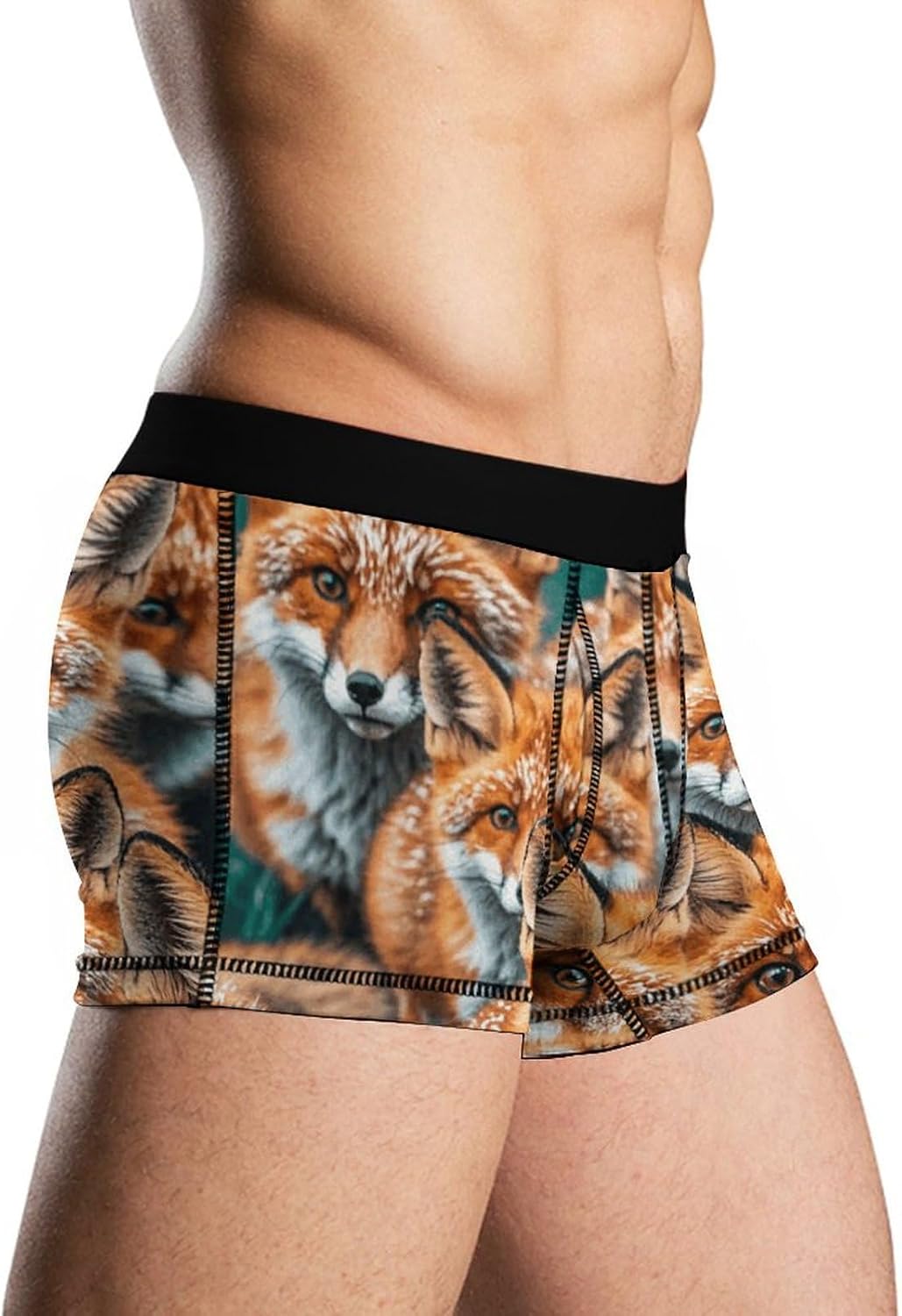 Many Foxes Mens Boxer Briefs Short Breathable Underwear Trunks Soft Moisture-Wicking Boxer Shorts Novelty Underpants