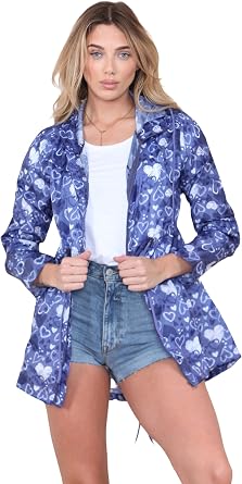 kraftd Womens Raincoat Ladies Rain Jackets Waterproof Showerproof Lightweight Hooded Rain Mac