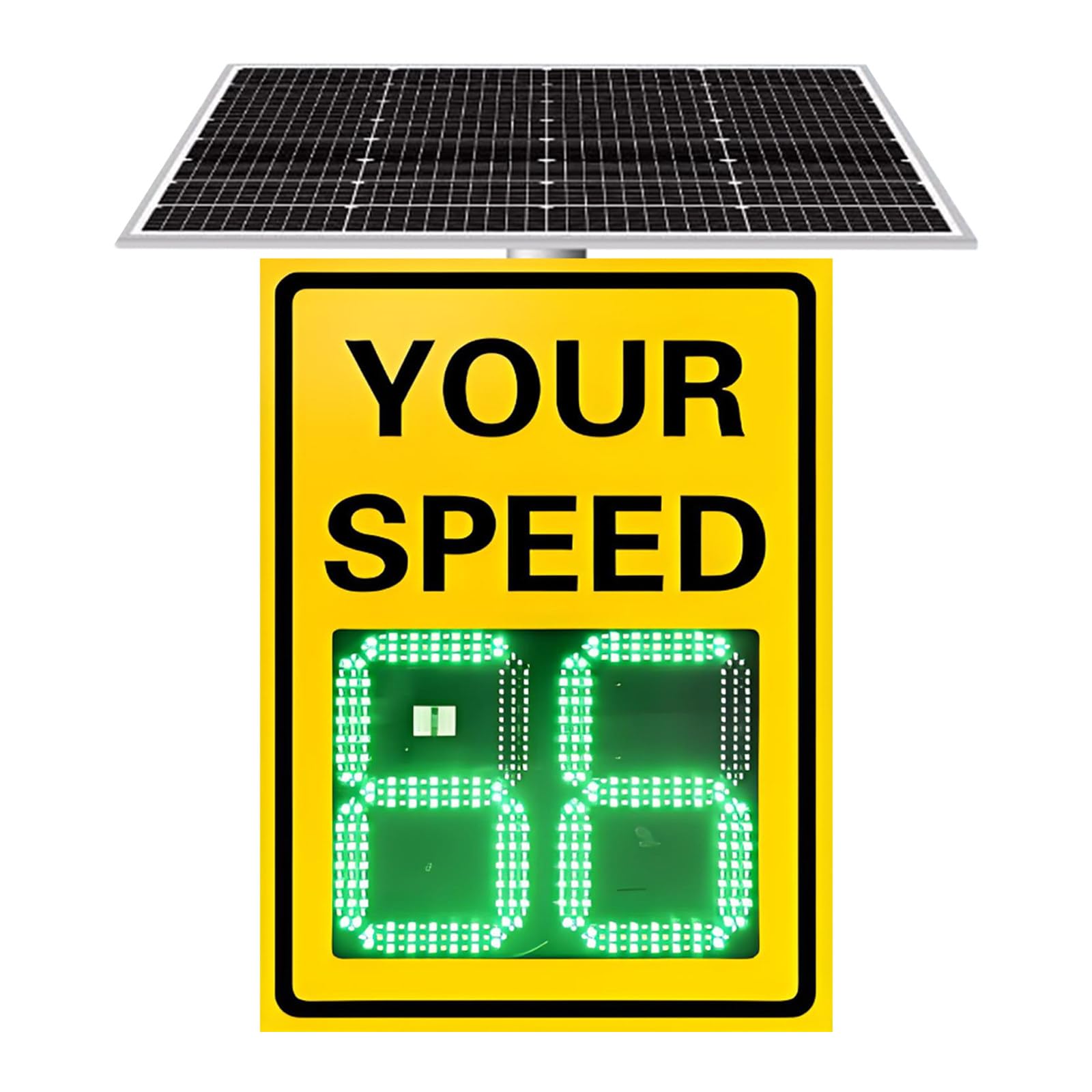 FHRKA Solar Powered Led Speed Limit Signs, LED Digits Speed Display, Rust Proof Aluminum Radar Speed Detector,24''×35‘'