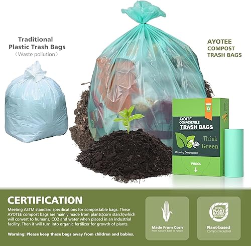 Miniatura 2 de AYOTEE Bolsas de basura de cocina de 13 galones de alto, 40 bolsas de basura sin perfume, bolsas de compost de cocina, bolsas de basura de 13 galones