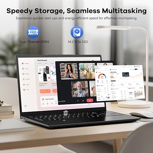 Miniatura 3 de NIMO Laptop FHD-IPS de 15.6" Intel 8 núcleos i5-12450H (hasta 4.4 GHz, Beat i7-11800H), 8 GB de RAM 256 GB SSD 100 W PD Type-C huella dactilar, 2