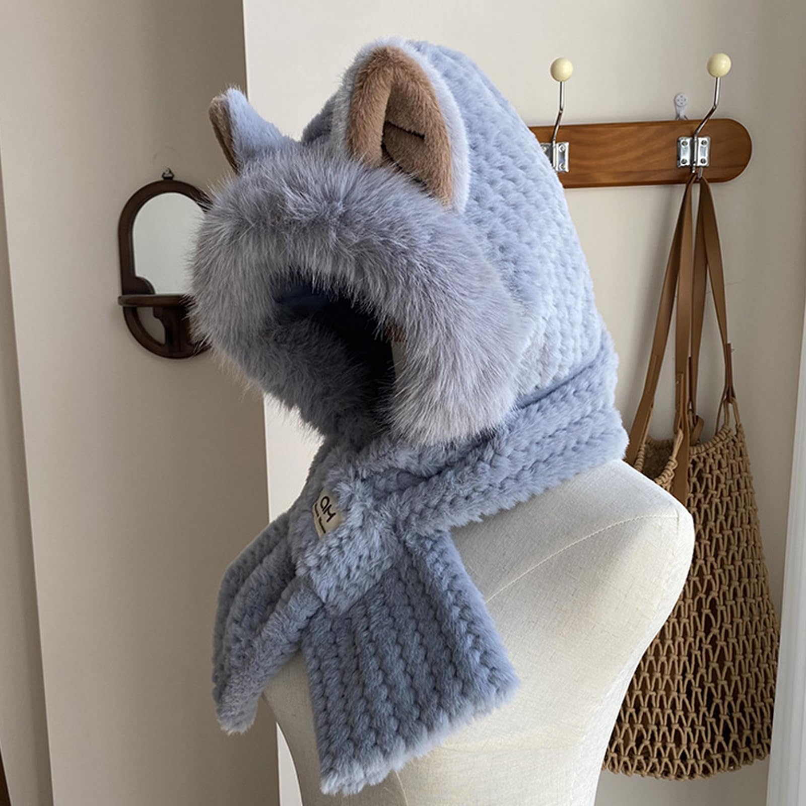 TYXHXTF Bufanda Calentador de Cuello y Gorro de Invierno Cálido, Sombrero Térmico de Inviernos, Sombreros de Esquí, Sombrero Zorro de Invierno Resistente al Viento