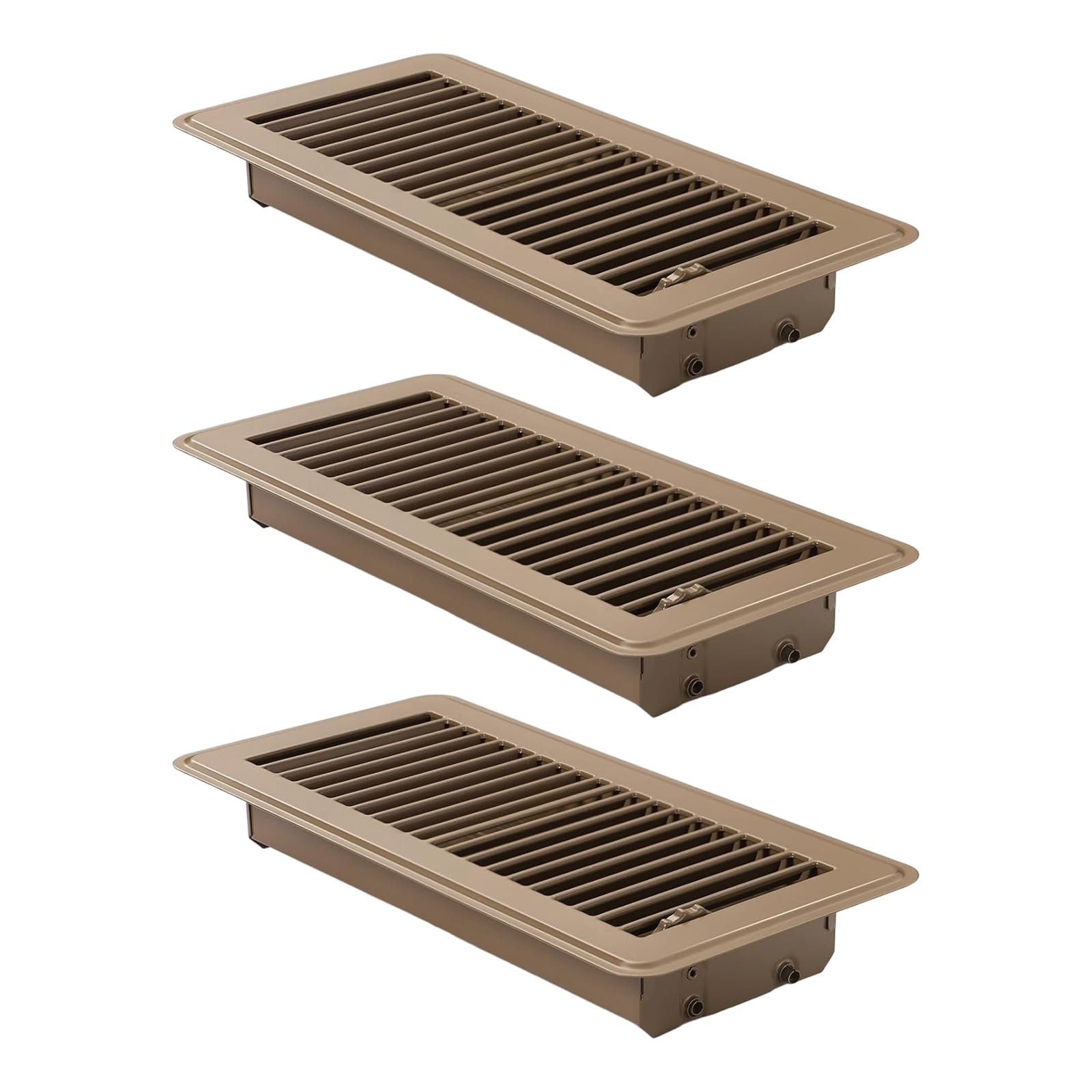 Tuygn Brown 4Pcs Floor Vents Registers 4X10 Inch,Heavy Duty Metal Hot Air Vent Covers With Rust-Proof Finish For Ceiling Wall Hvac Arrangements Oxidation