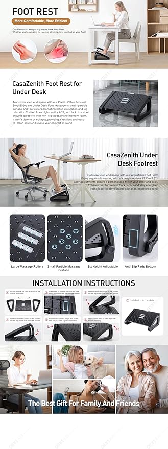 Reposapiés ajustable con rodillo de masaje ergonómico miniatura 6