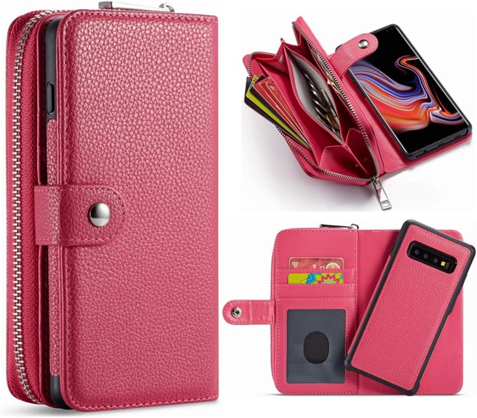 Hynice Galaxy S10e Detachable Wallet Case, Leather Zipper Purse for Women Magnetic Removable Silm Cover with Strap Credit Holder Cash Pocket for Samsung Galaxy S10e 5.8 inch(Lichi-Rose, S10e)