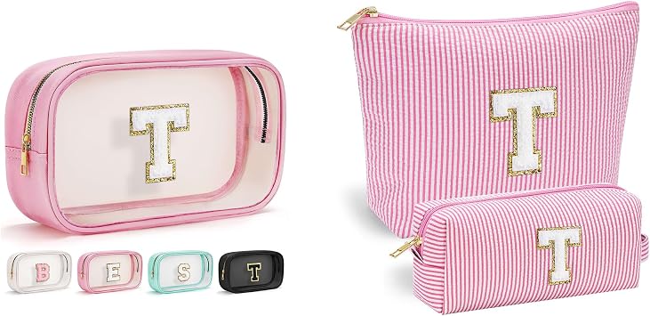 YOOLIFE Personalized Teen Girl Gifts Initial Cute Cosmetic Makeup Bag