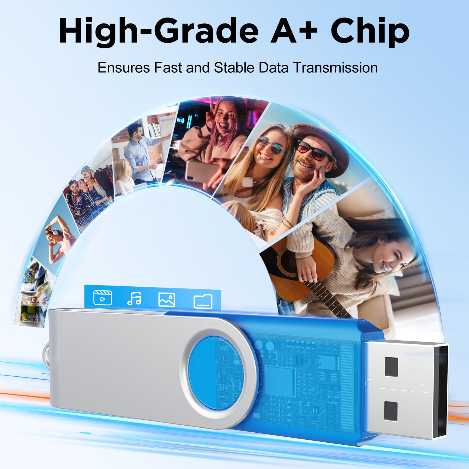 Cle USB 4 Go Lot de 10 USB 2.0 Clé USB Flash Drive Rotative Clef USB Couleur Mixte Mémoire Stick Métal Flash Drive - 5