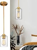 Vista 22 de Luces Colgantes para Isla de Cocina, Lámpara Colgante Moderna Dorada con Pantalla de Globo de Vidrio Transparente, Accesorios de Iluminación