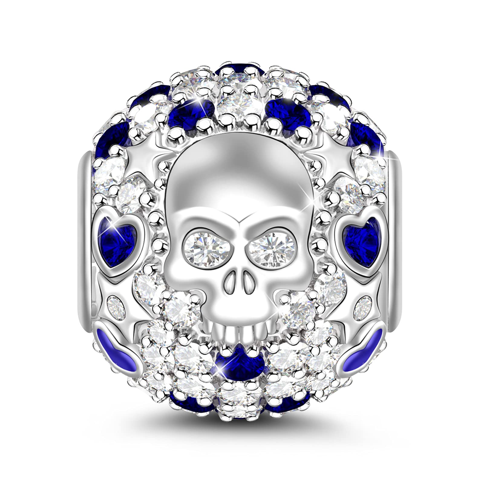 GNOCE Skull Charm Bead Sterling Silver/Silver Plated Skeleton Gothic Punk