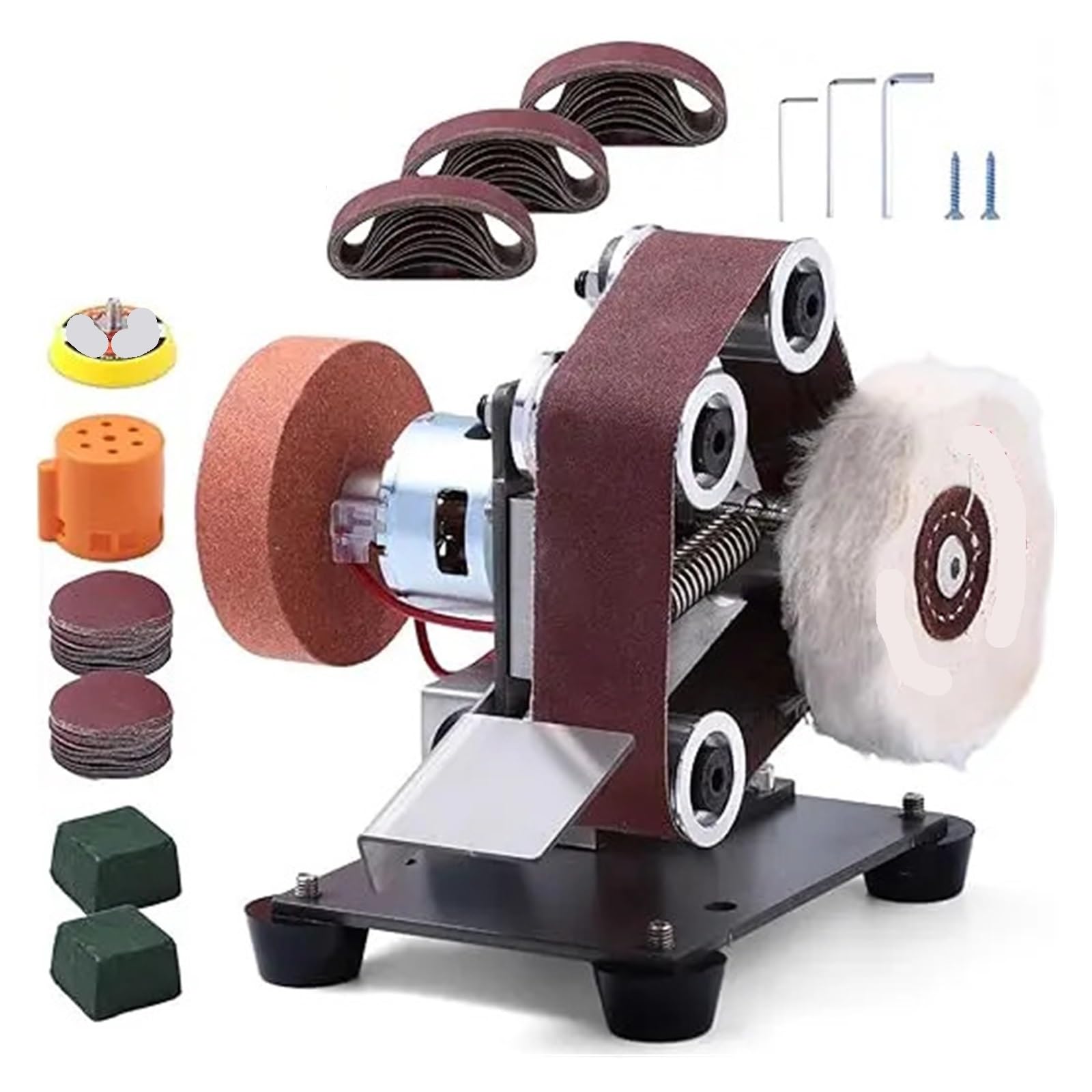 Csdasw 002-107 Electric Mini Belt Sander, Diy Multifunctional Polishing Grinding Machine, Adjustable 7-Speed Control Jewellery Diy