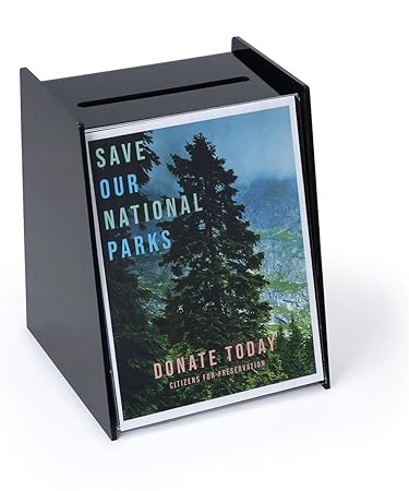 Acrylic Ballot Box with Holder for 8.5 by 11 Inch Sign - Black