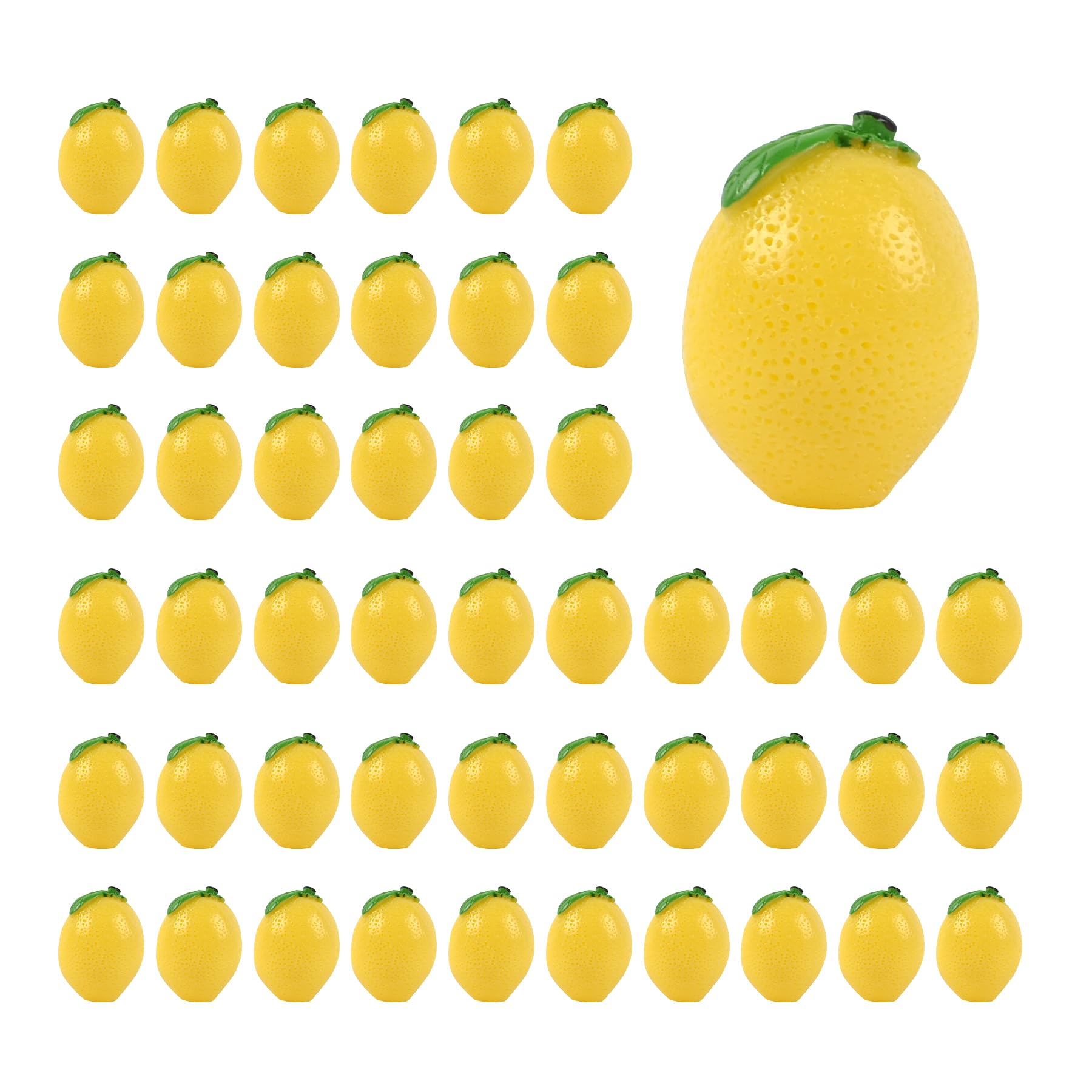 HUIANER Artificial Mini Lemons 50pcs Tiny Lemon Figurine Miniature Lemon Fake Lemon Decoration Simulation Fruit for Home Kitchen Photography Party