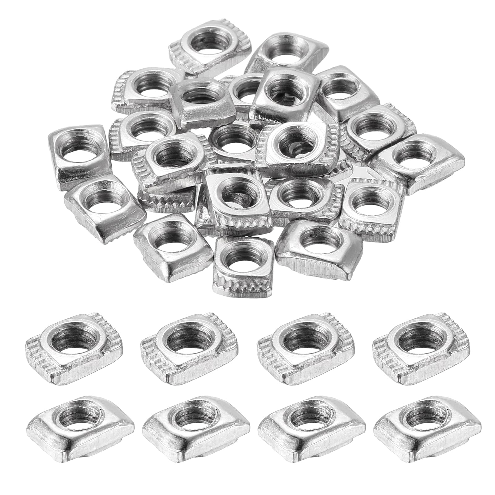 uxcell 24Pcs M4 T Nuts Sliding T Slot Nut Fastener Carbon Steel Nickel Plated Half Round Roll in Sliding Aluminum Profile Accessories 1515 Series