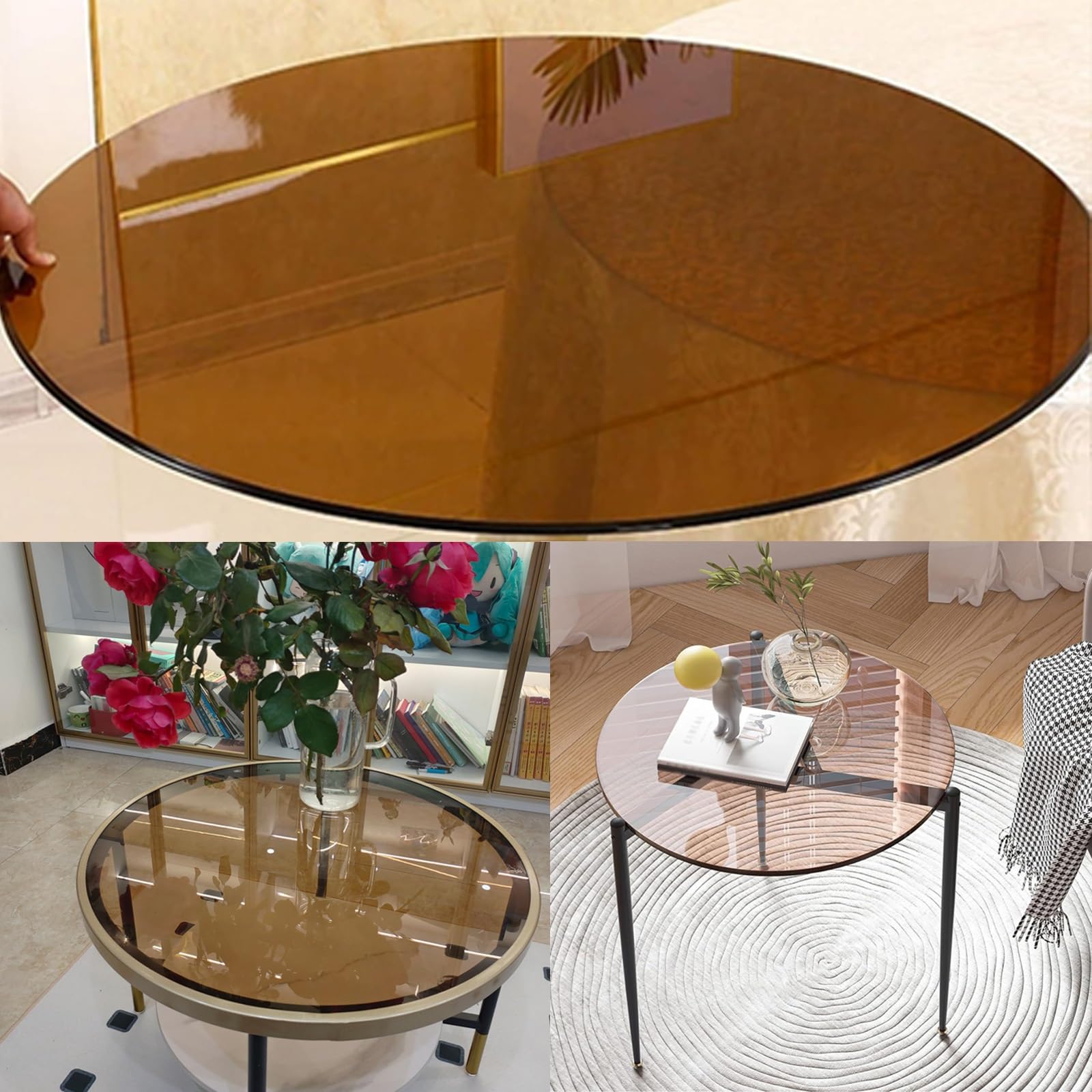 Round Tempered Glass Table Top | 8mm Thick, Shatterproof | Multiple Sizes For Dining Table, Coffee Table, Office Desk