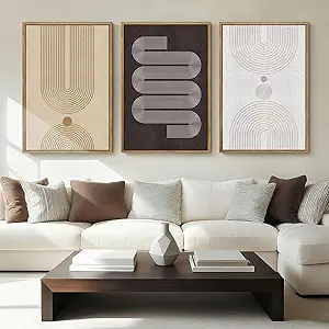 Anyzal Modern Minimalist Wall Art Large Boho Abstract Artwork Neutral Geometric Wall Decor for Li...