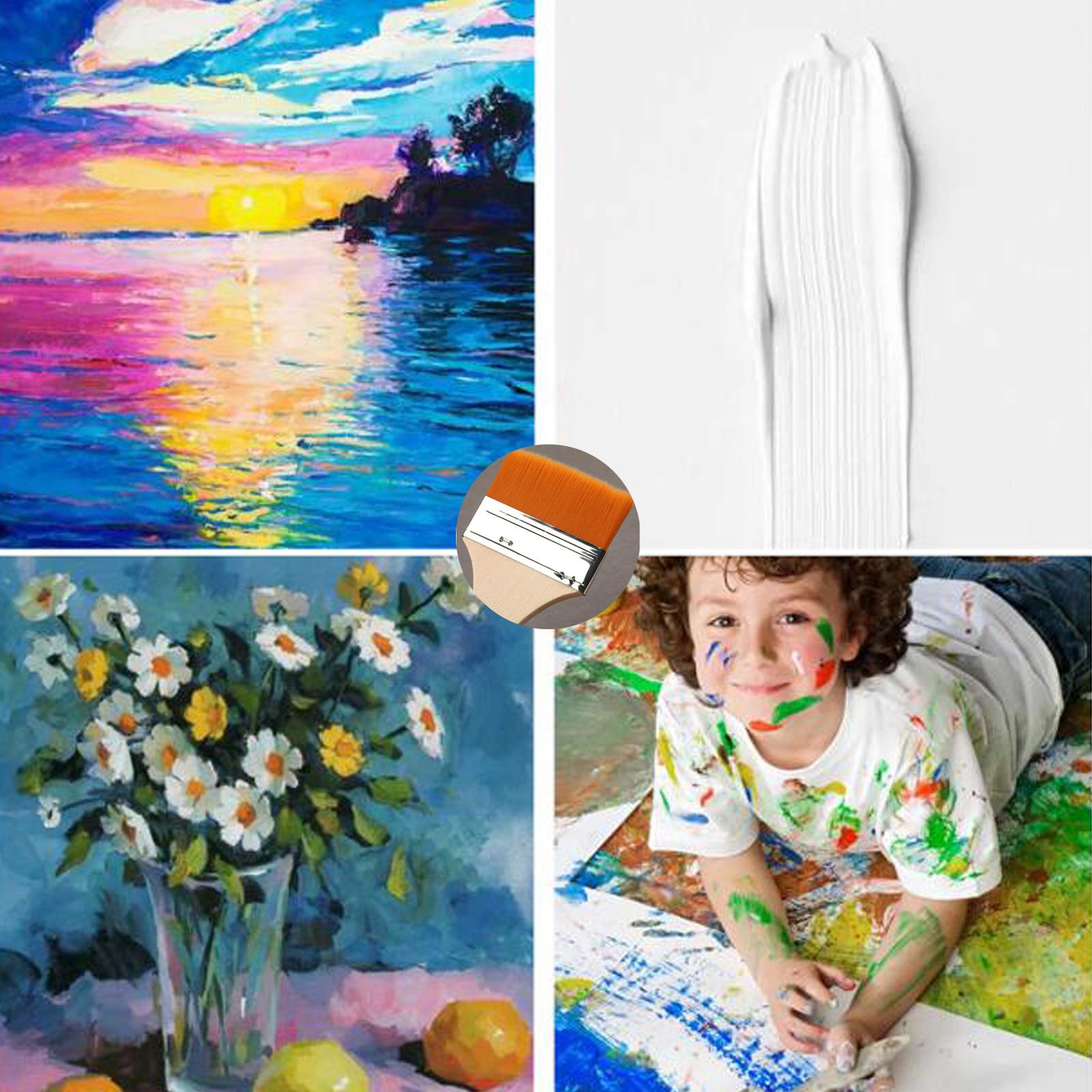 Set 12 Pennelli Piatti Per Pittura - Ideali Per Acquerelli, Acrilico E Vernici - Foto 4