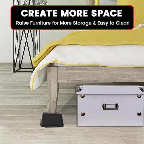 Miniatura 5 de Elevadores de cama resistentes, elevadores de muebles de gran tamaño, soporta hasta 6000 libras, elevación de 3 pulgadas para sofá, mesa, silla