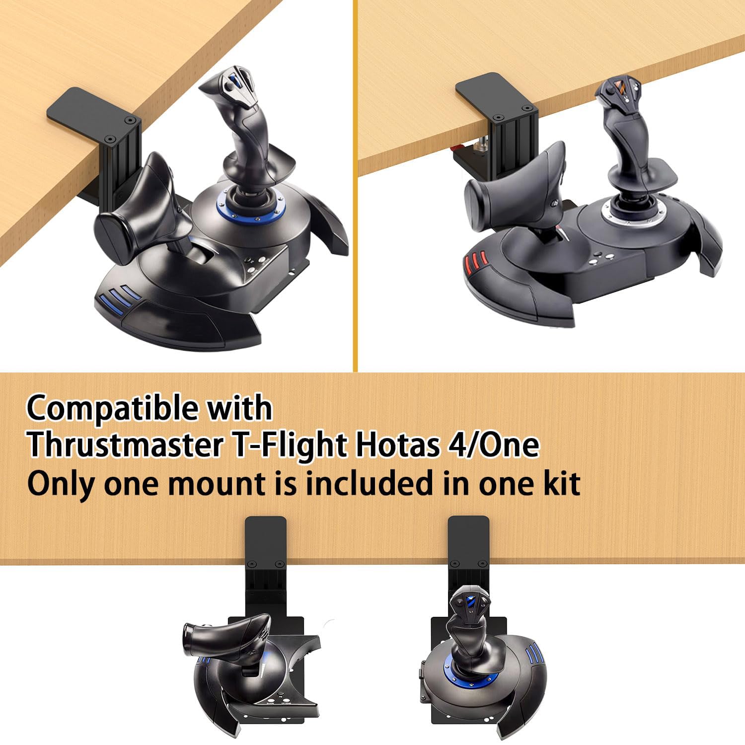 Supporto per il fissaggio su scrivania compatibile con Thrustmaster T.Flight Hotas One/Hotas 4/Stick X, SimTask Farmstick, VelocityOne Flightstick, G Extreme 3D Pro Joystick USB, WINWING URSA MINOR Jo