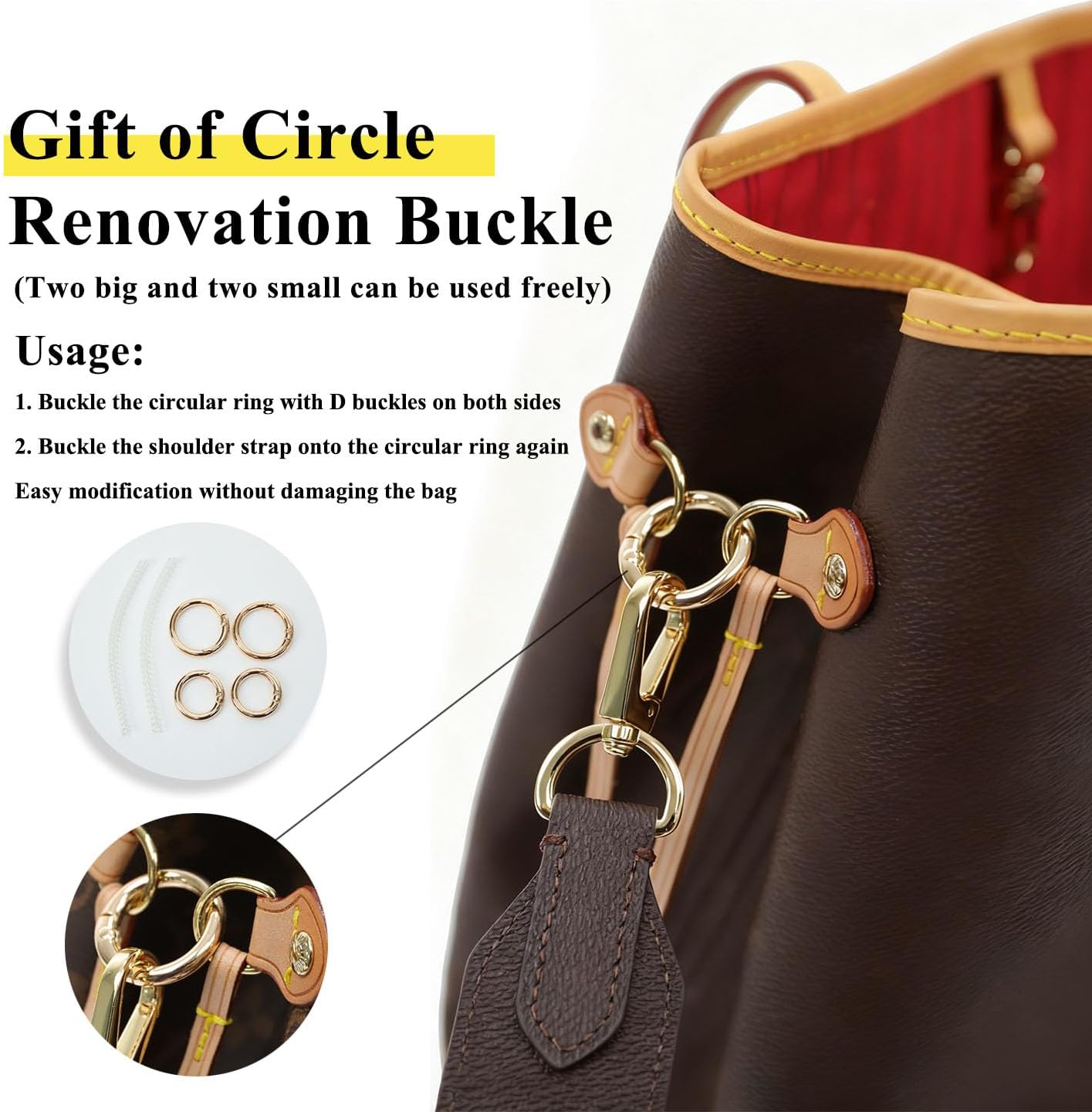 DGAZ Vachetta Leather Crossbody Strap for Neverfullbag with Gift Box, Handmade DIY purse strap