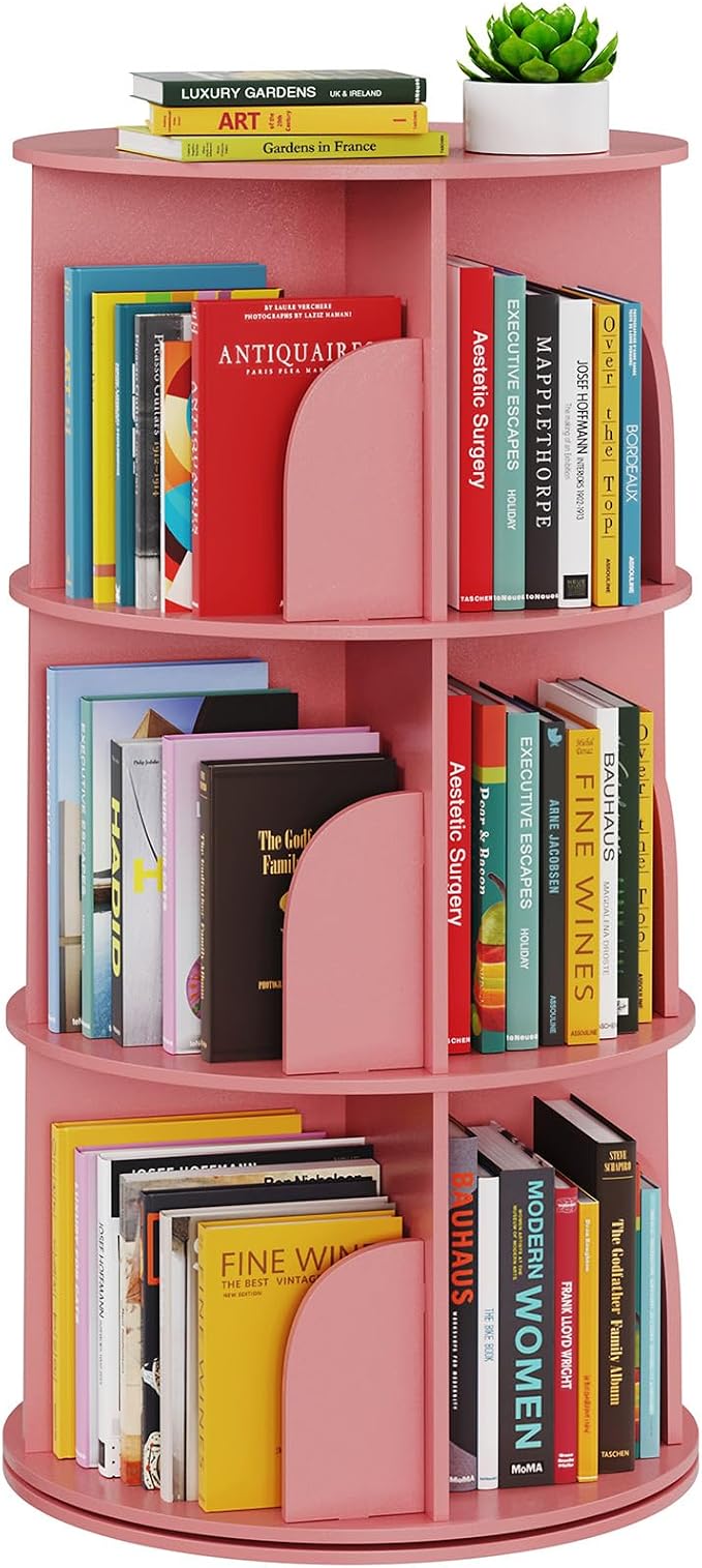 Orange Rotation Bookcase Amazon.com: SpaceAid 3 Tier Rotating Bookshelf Tower, Spinning Bookcase ...