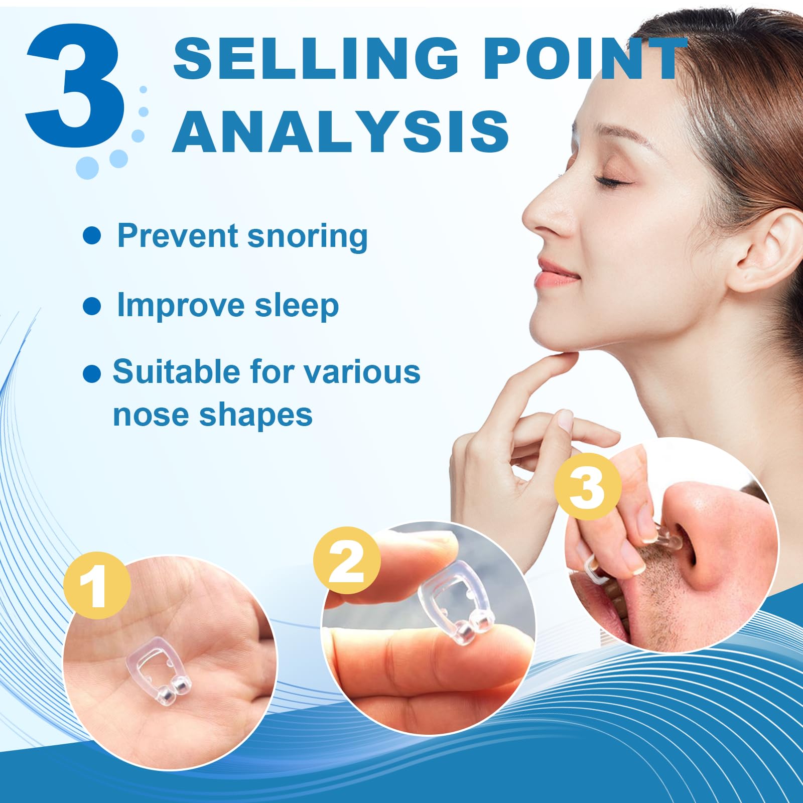 8 pcs Antirronquidos Nariz, Dilatadores Nasales Anti-Ronquidos de Silicona, Dilatador Nasal Anti Ronquidos Clips Nasales Magnéticos, Mejora la Respiración para ayudar a Dormir