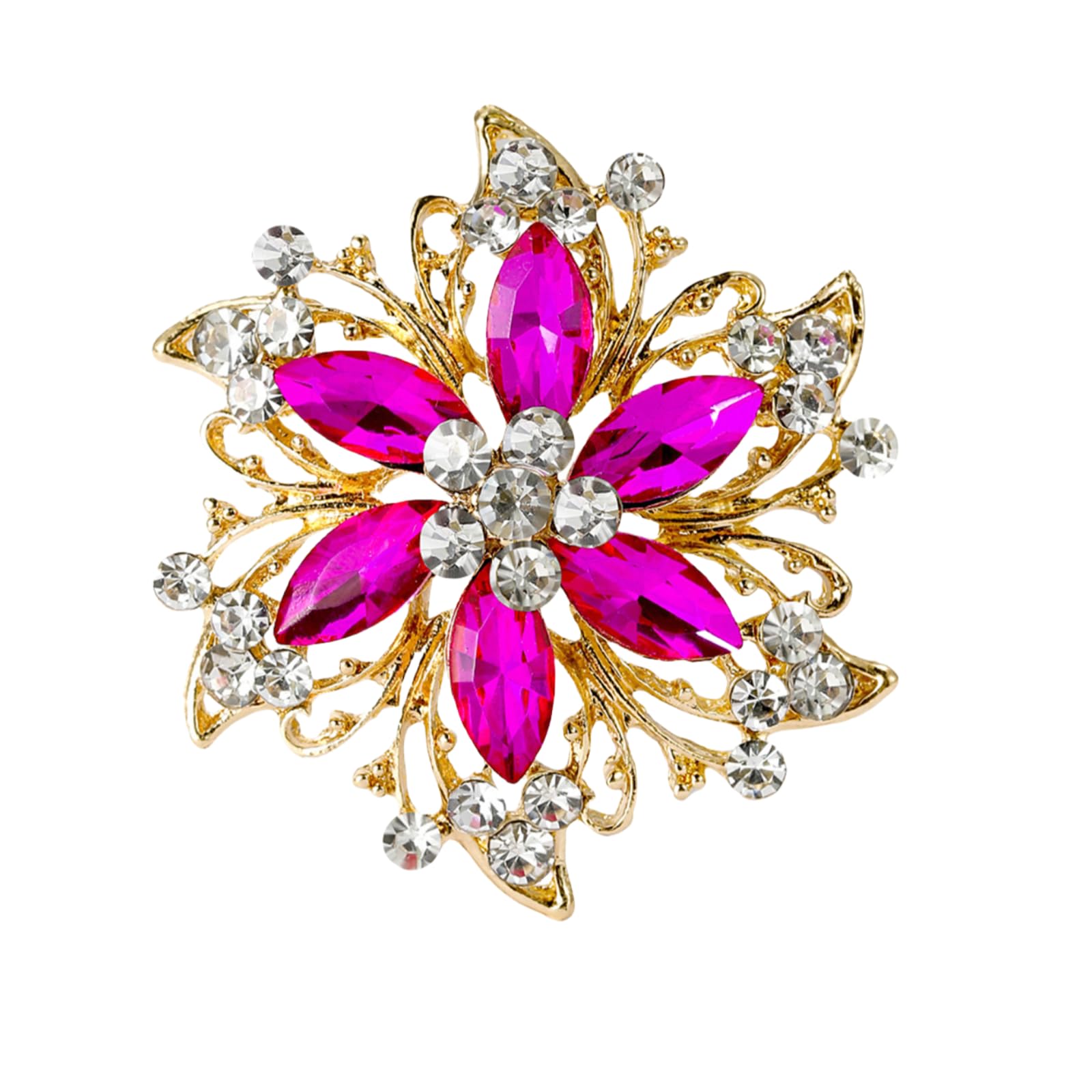 Rhinestone Flower Brooch Elegant Petal Flower Brooch Multi-colored Crystal Flower Shape Brooch Stylish Large Rhinestone Crystal Flower Brooch