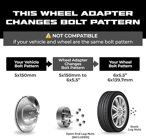 Miniatura 2 de Rueda Adapter 5Lug 150mm a 6Lug 5.5"Par