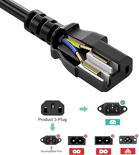 Miniatura 9 de Cable de alimentación de CA para Samsung Sony Lg Toshiba Dynex Panasonic Viewsonic LCD TV, computadora y monitor, cable universal de 6 pies de 3
