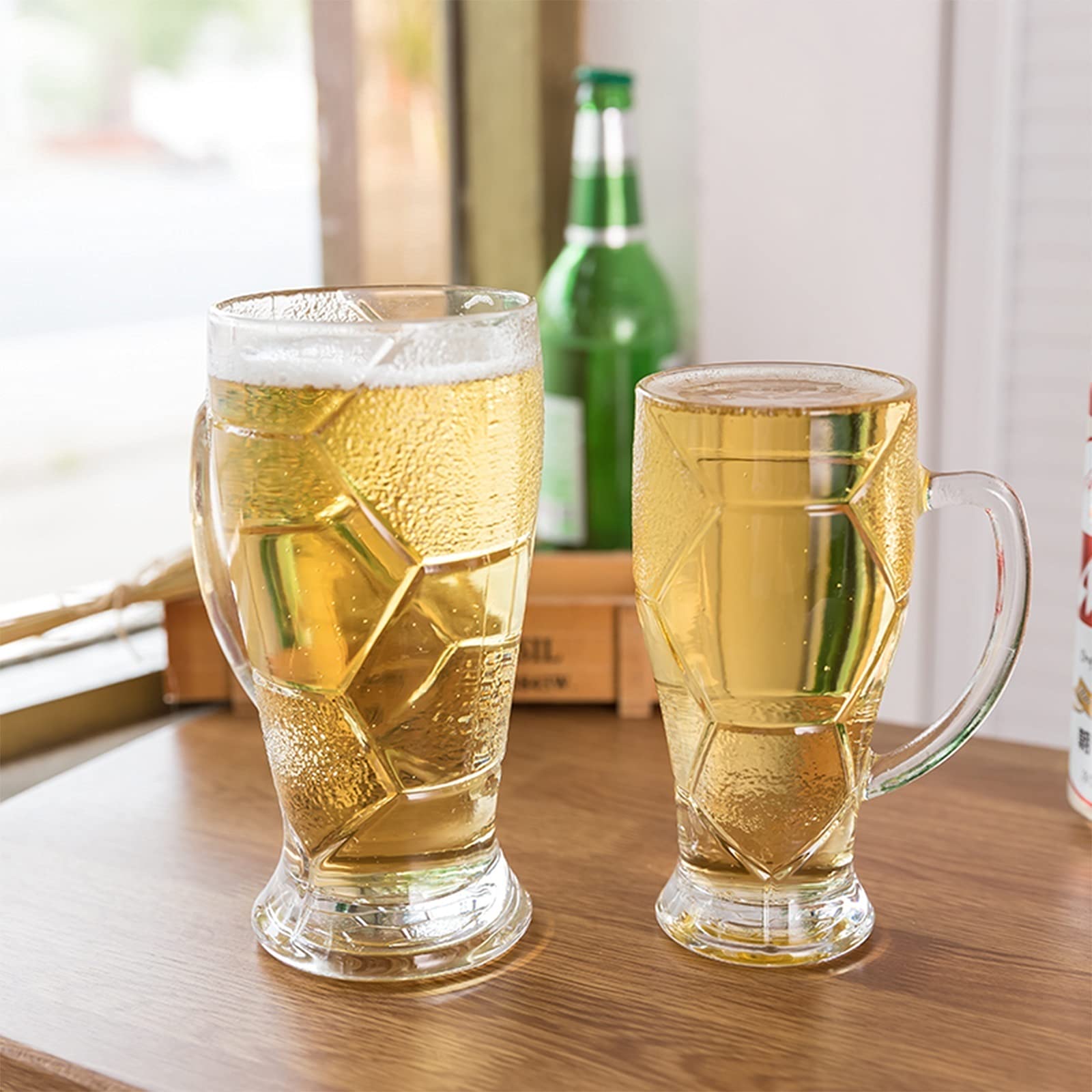 MRKU Bierbecher Bierkrüge 14/21oz Glasbierkrüge mit Henkel Großes Bierglas Klassische Biergläser für Männer Bierkrug