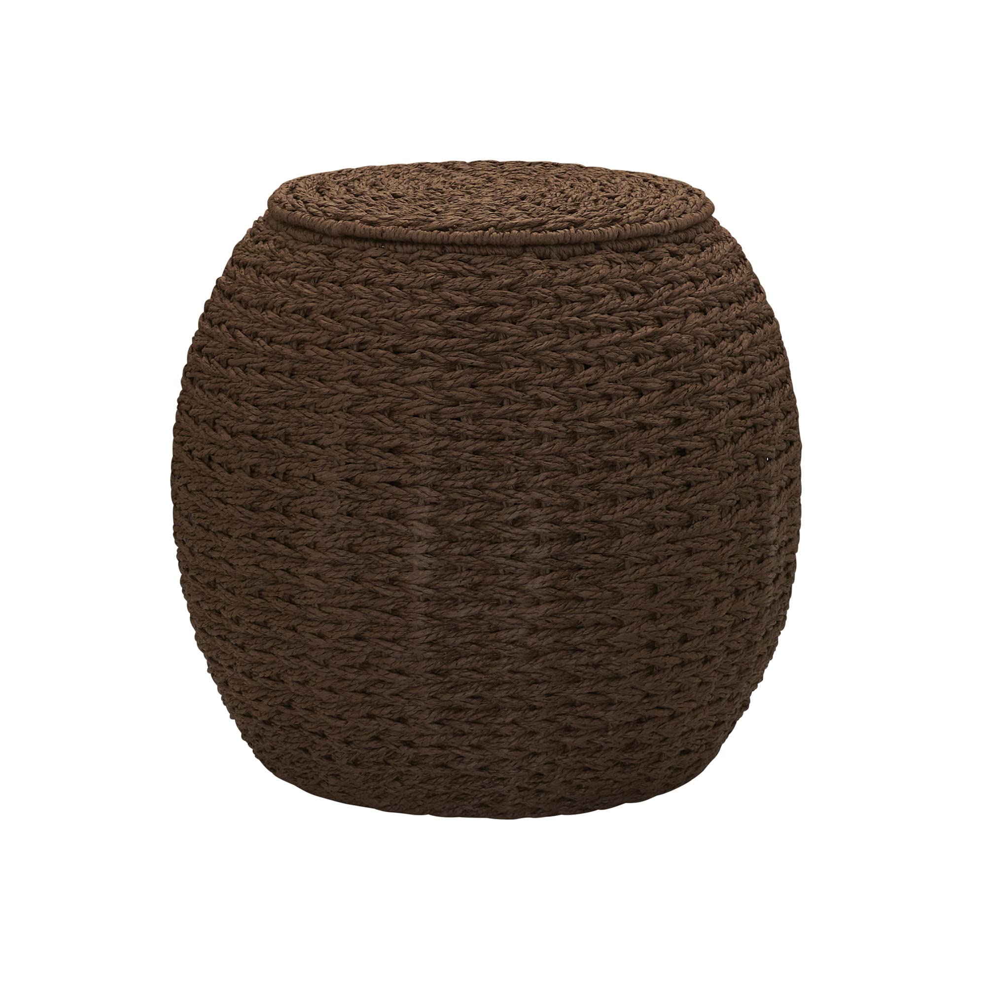 Household Essentials Handwoven Paper Rope Barrel Wicker Storage Basket Side Table, Brown
