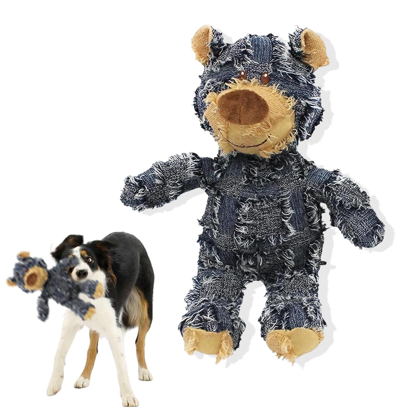TARGONIX Indestructible Bear Dog Toy, Squeaky Plush Chew Toy for Small & Medium Dogs, Durable & Safe for Heavy Chewers, Blue, Ideal for Puppies & Aggressive Chewers