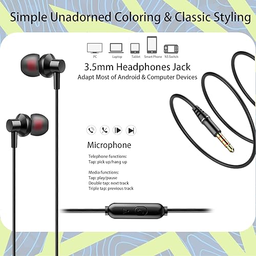 Miniatura 4 de Juego de 2 auriculares con estuche para niños para la escuela, auriculares con cable con estuche y puntas de oreja de tamaño pequeño, auriculares