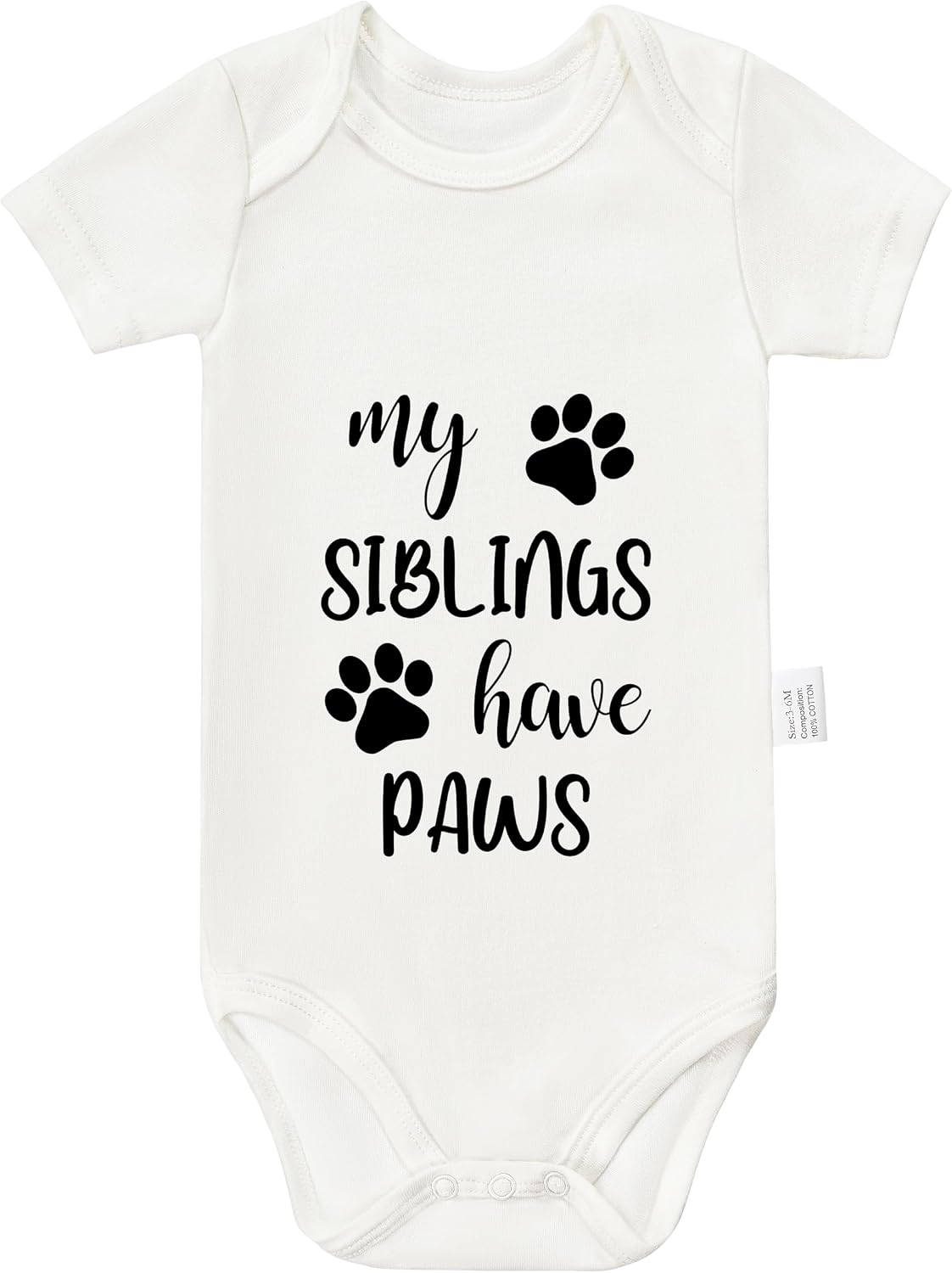 My Siblings Have Paws Bodysuits, Infant Boy Girl Newborn Cotton Romper Short Sleeve Jumpsuit Outfits 0-24 Months