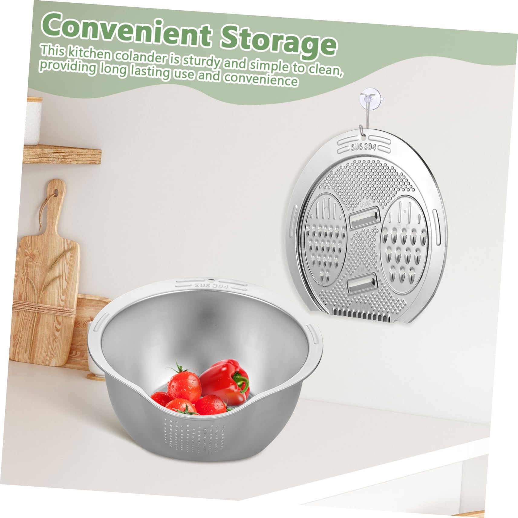 GLEAVI Lavadero de Arroz Acero Inoxidable Colador Multifuncion para Cocina Tazón Escurridor Alimentos Lavar Arroz Fruta Vegetales