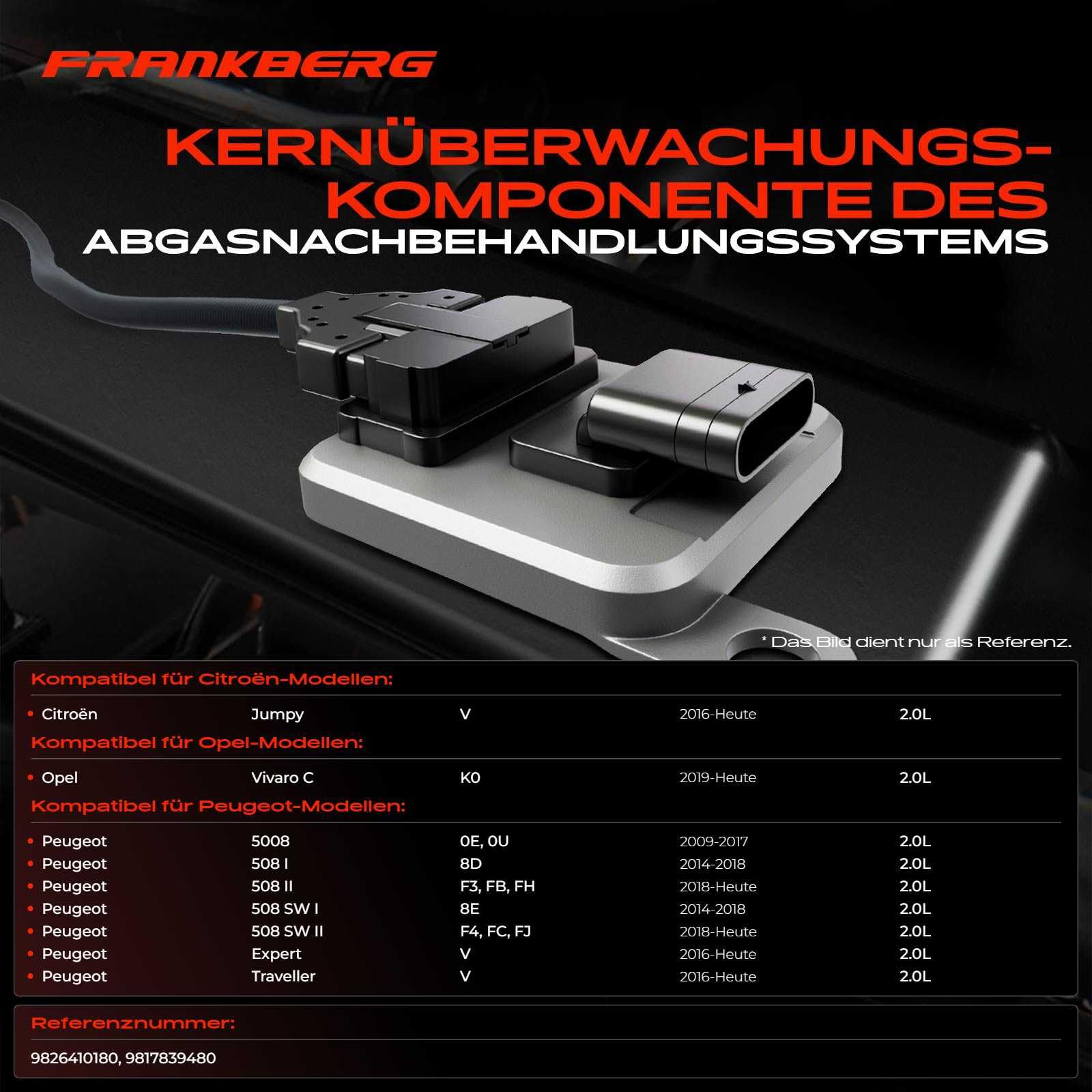 Frankberg Klopfsensor Kompatibel mit Spacetourer Bus V Traveller Bus V 5008 II M4 MC MJ MR 3008 SUV M4 MC MJ MR C5 Aircross A Replace# 9826410180,9817839480