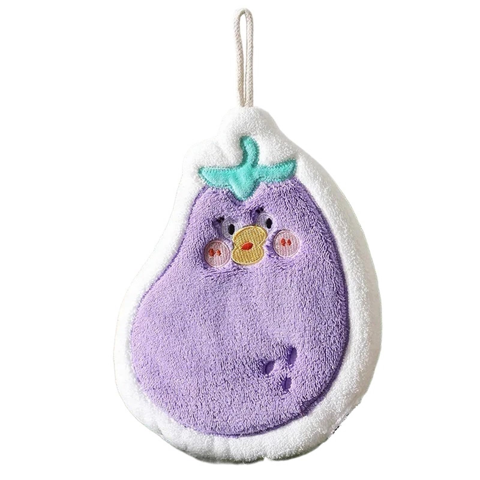 FGUJSUR Hand Towels Cute Hanging Towel Bathing Hand Coral Fleece Handkerchiefs Absorbent Wipe Cloth(PURPLE)