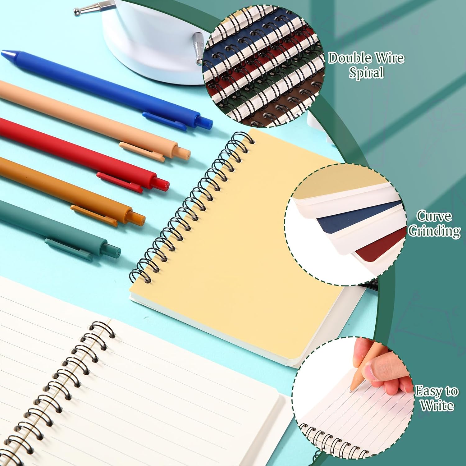 Resurhang 15 Sets Small Notebook Journal with Pen Bulk 4.5 * 5.5 Inch Pocket Size Spiral Lined Notepad for Women Men 100 Pages Notebook Employee Appreciation Gift for Work Study (Retro)